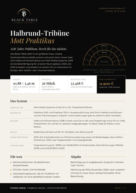 Halbrund-Zuschauertribüne Mott Praktikus, komplett, OHNE Stühle