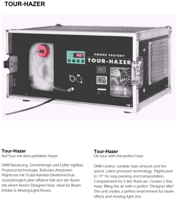 SMOKE FACTORY Tour Hazer MK2-S - NEU!! – Datenblatt