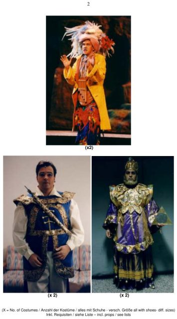 kompletter Kostümsatz „Die Zauberflöte“ – Fotos Kostüme